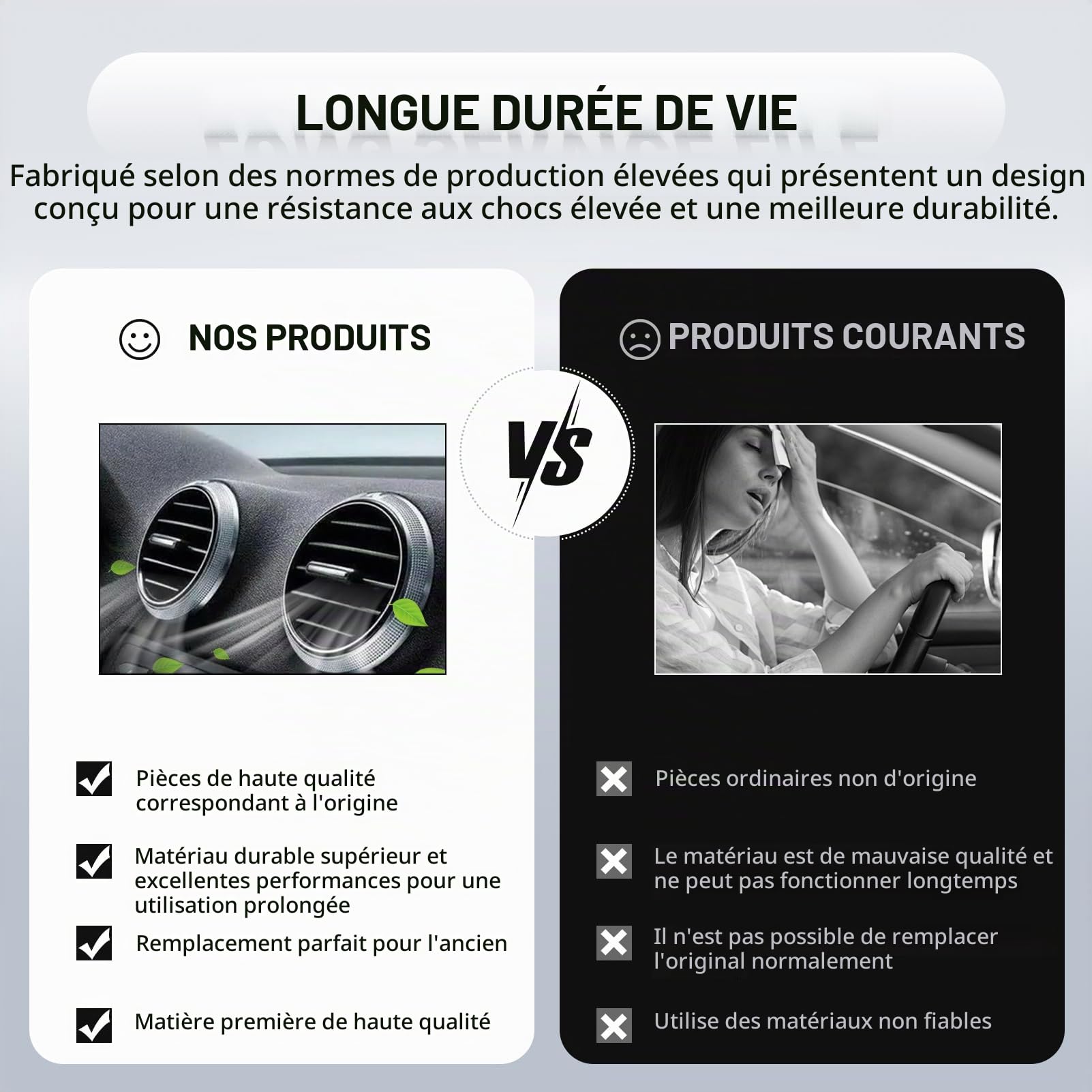 Grille d'aération pour A3 S3 8P 2008–2012, 8P0820901C | ABS chromé noir, Climatiseur, Grille de Chauffage, Grille Ventilation, Bouche Aeration, Tableau de Bord Avant