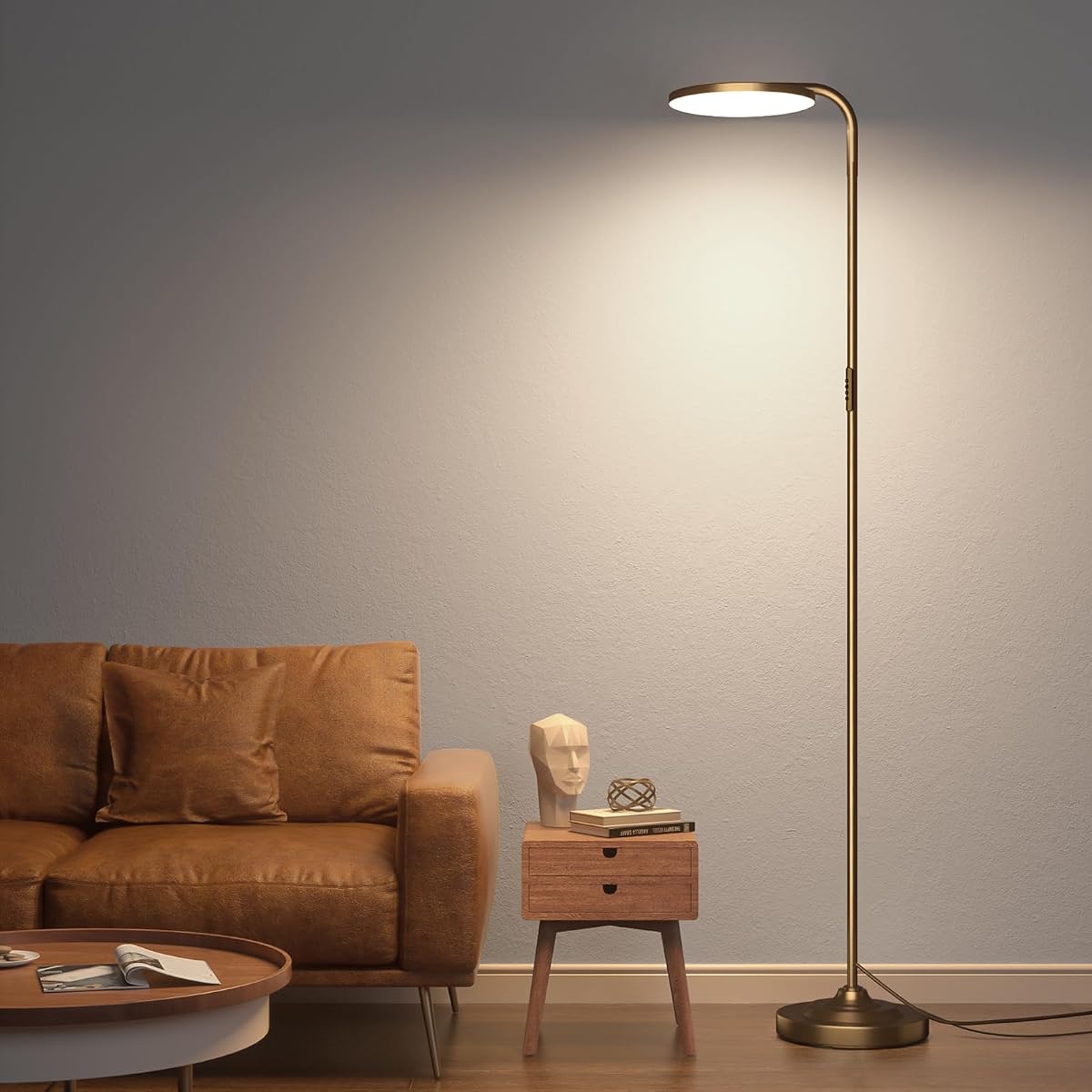 36W LED Floor Lamp, Super Bright Standing Lamp, Modern Stepless Dimmable Torchiere Tall Lamp with Remote Control, 350°Rotating Head Reading Floor Lamp for Living Room, Bedroom, Office
