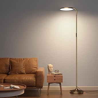 36W LED Floor Lamp, Super Bright Standing Lamp, Modern Stepless Dimmable Torchiere Tall Lamp with Remote Control, 350 Rotating Head Reading Floor Lamp for Living Room, Bedroom, Office - Brown [Energy Class F]