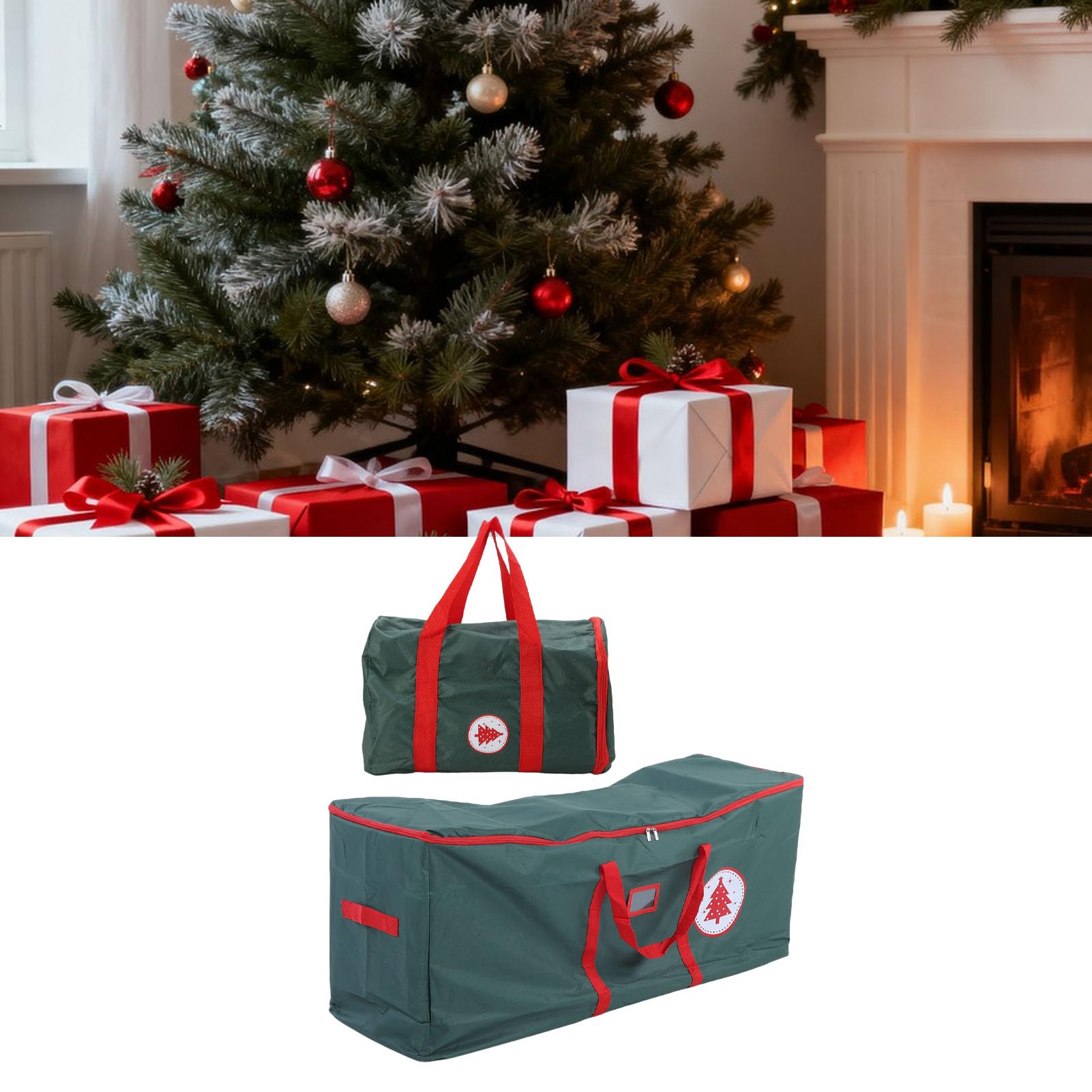 Fockety Aufbewahrungstasche für Weihnachtsbäume, 2 Stück, Größe S/L, wasserdicht und staubdicht, mit verstärkten Tragegriffen, ideal für künstliche, zerlegte Weihnachtsbäume