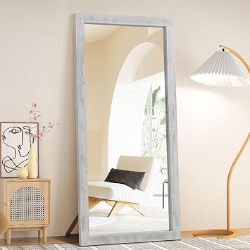 Rustic Farmhouse Full Length Mirror, 71"x32" Wood Large Mirror