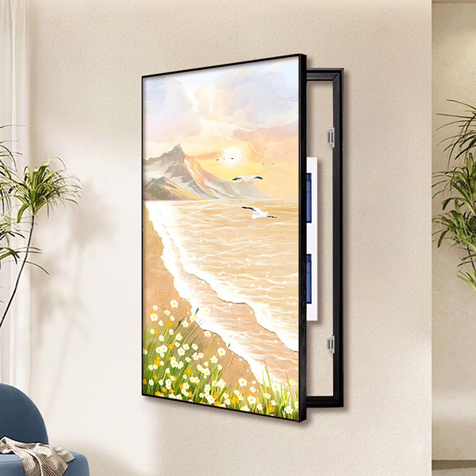 Aluminum Alloy Decorative Breaker Box Cover, 16 Patterns Available, Decorative Fuse Box Cabinet Cover for Household Office Corridor(F,80x160CM/31.5 * 63IN)