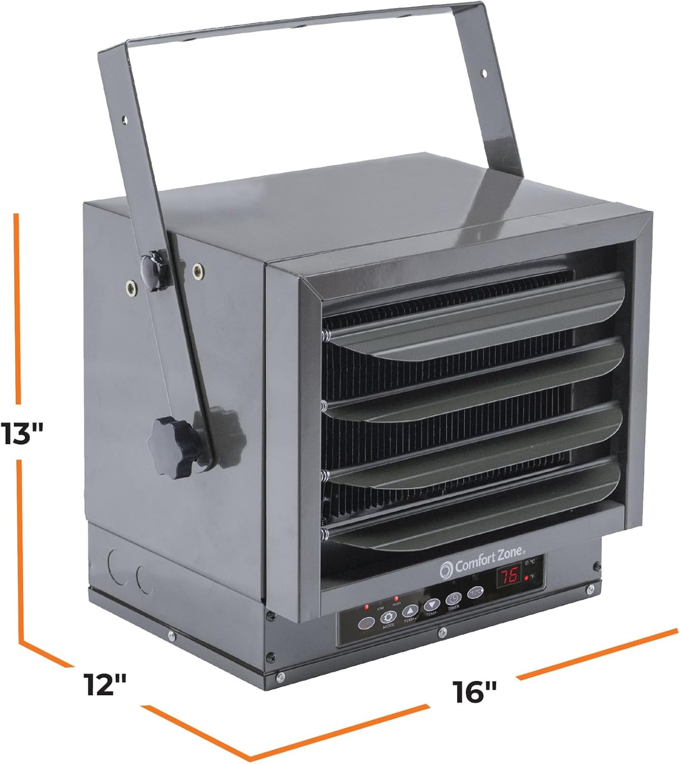 Comfort Zone Electric Hard-Wired Digital Fan-Forced Ceiling Mount Space Heater with Remote, 6,000 Watt, 240 Volt, Overheat Protection, Digital Thermostat, & 12-Hour Timer, Garage or Workshop, CZ225ER