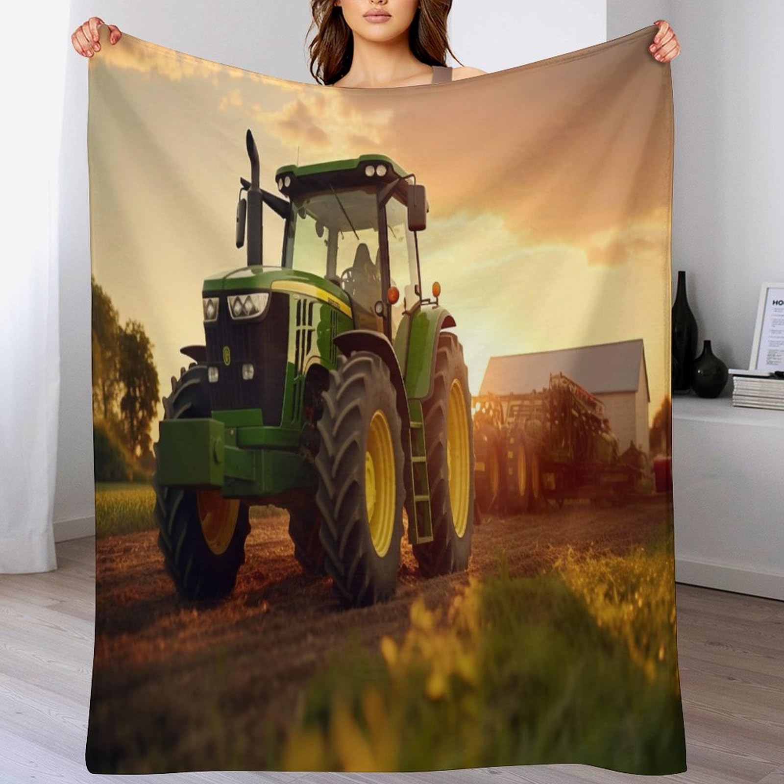 Couverture tracteur en polaire douce pour canapé et lit de 100x130cm