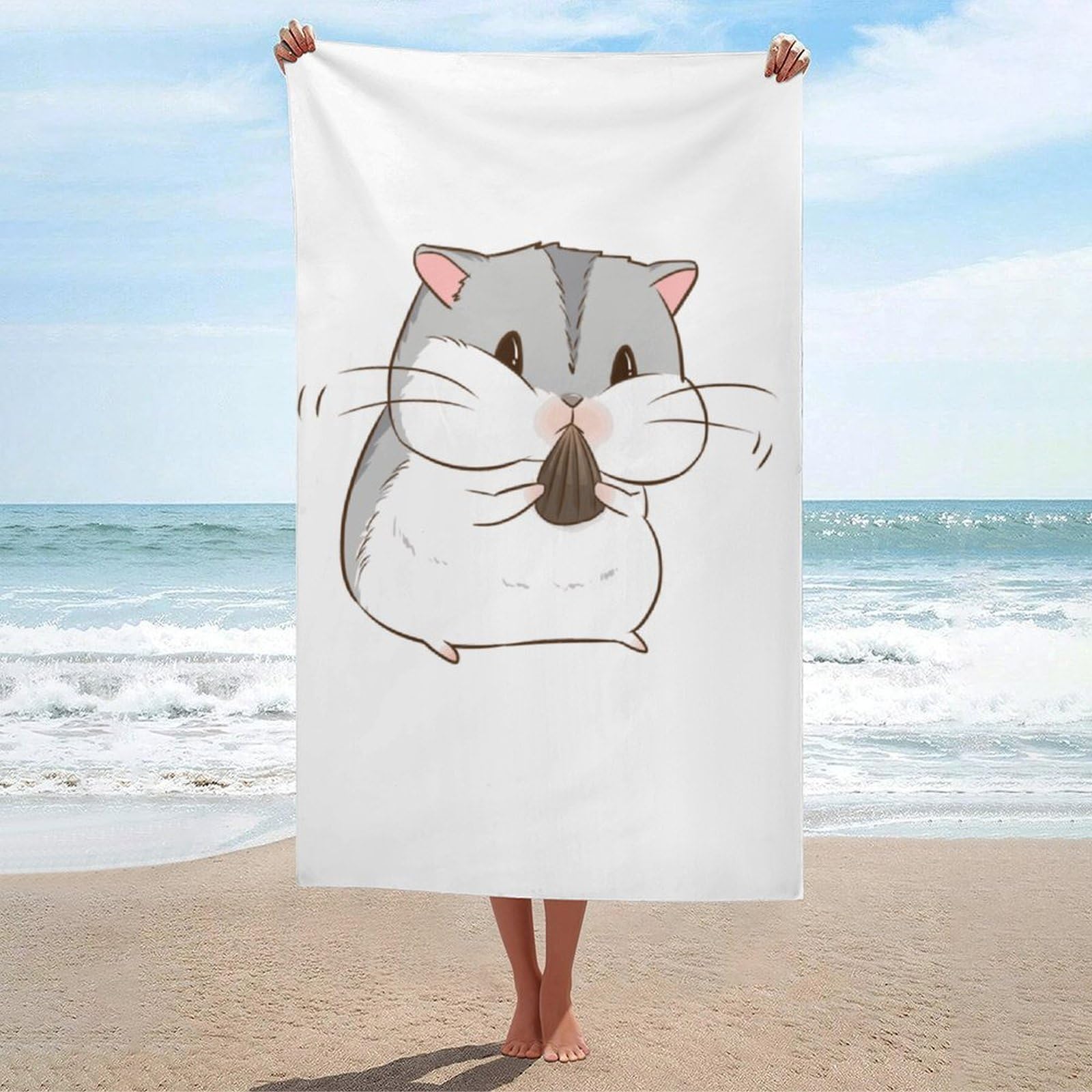 LEDFCVSU Beach Towel, Hamster Bath Towel, Absorbent Towel for Swimming, Sports, Travel