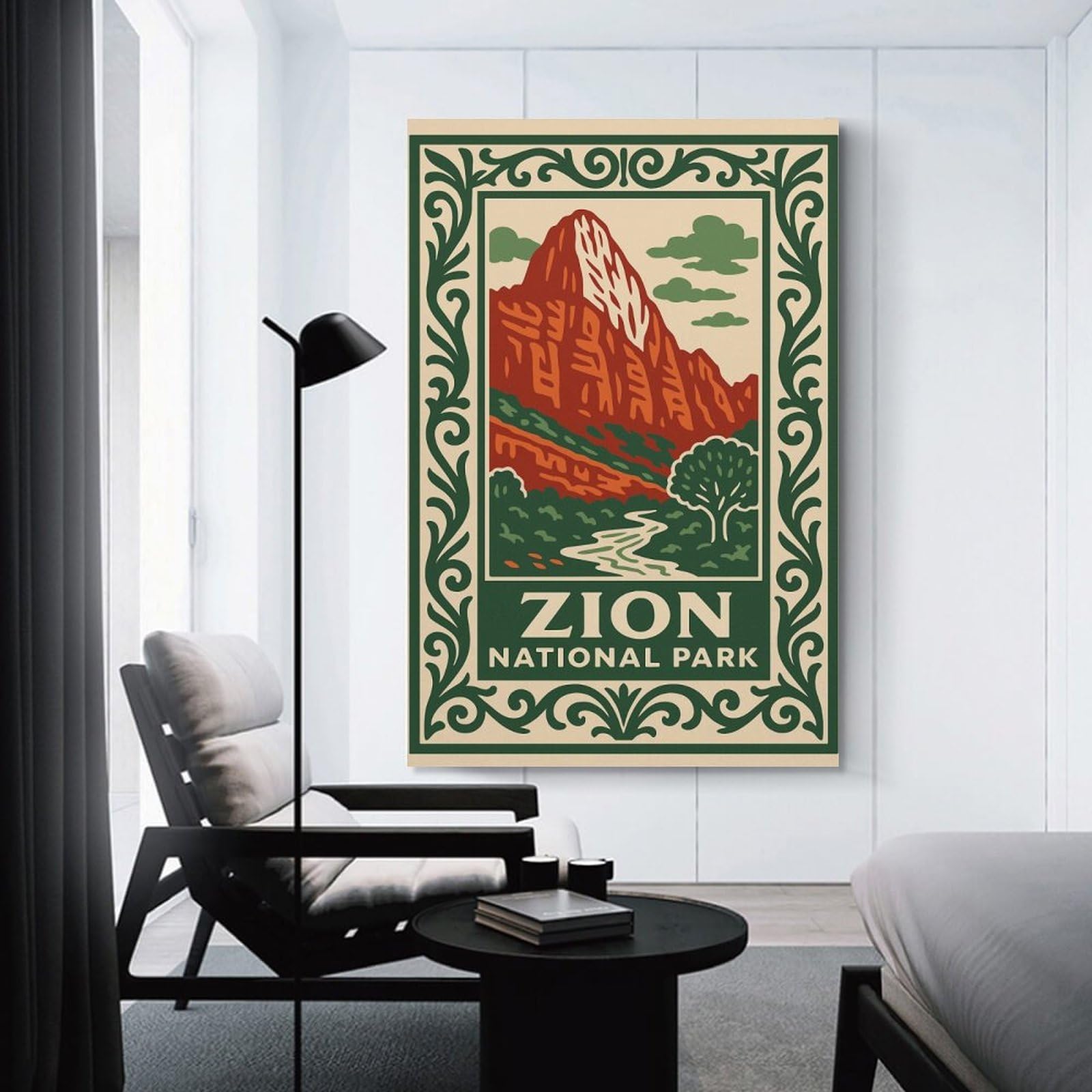 Junmoney Zion National Park Vintage Wall Picture Print, 12x18inch(30x45cm), for Home Office, Desk Area Or Studio, Decorative Artwork for Productive Spaces