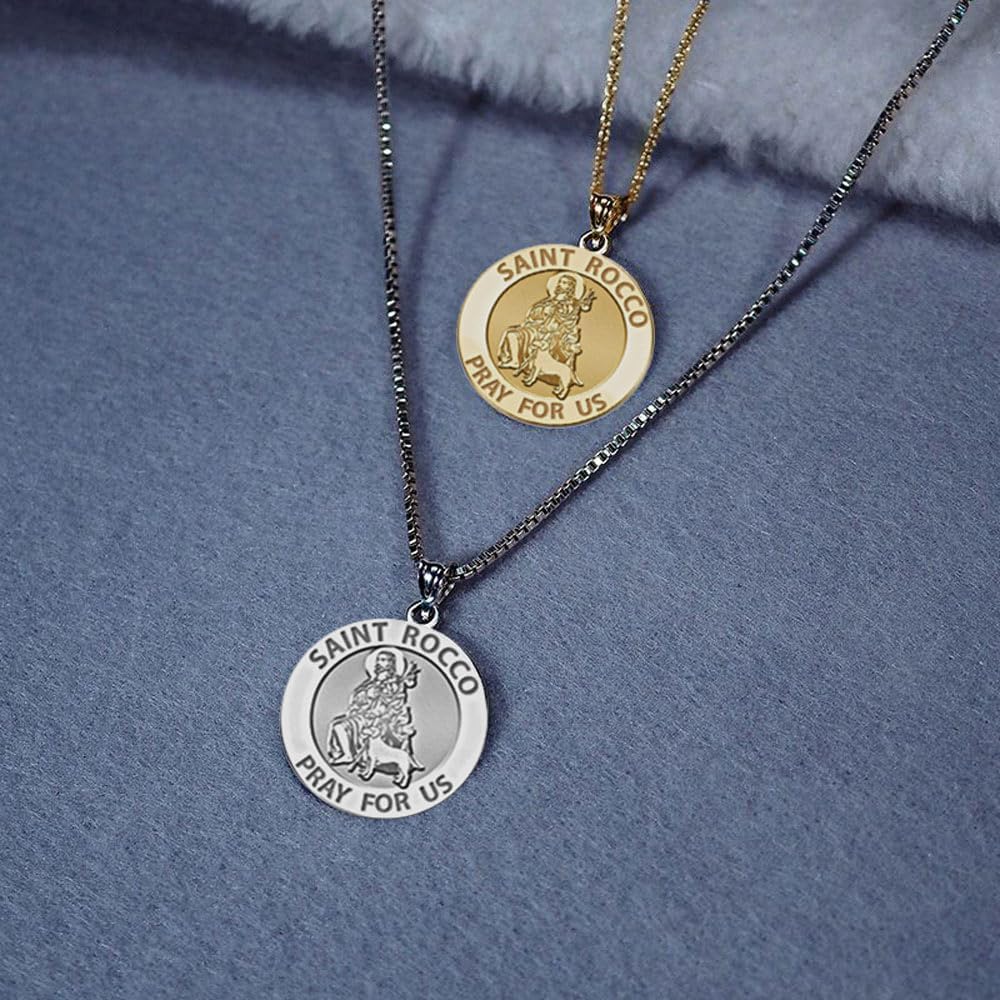 PicturesOnGold.com Saint Rocco Religious Medal - 3/4 Inch Size of a Nickel -Sterling Silver - Image 3