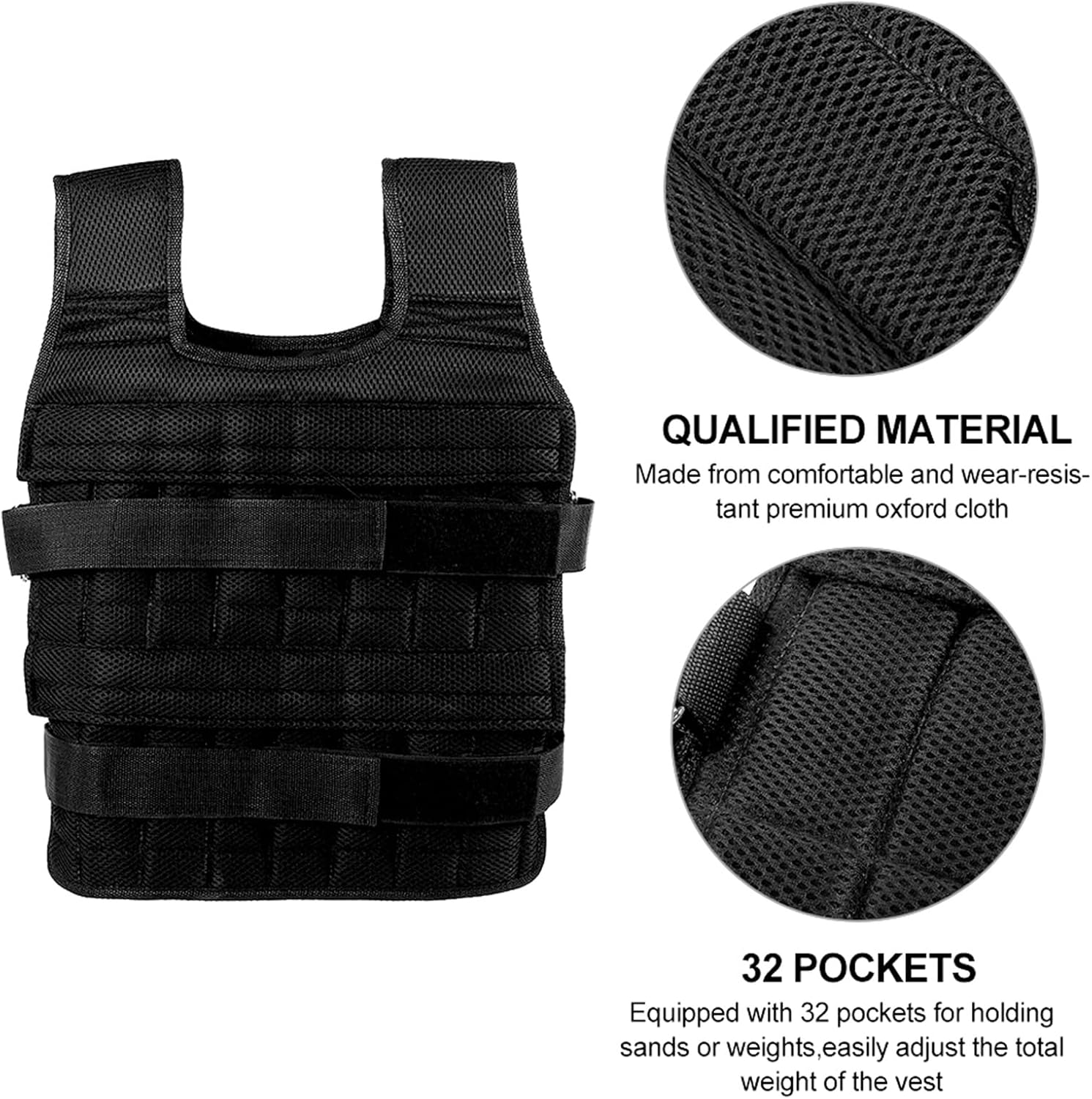 Adjustable Weighted Vest, 33lbs Weighted Workout Vest for Men and Women Adjustable Body Weight Vest with Shoulder Pad Strength Training Workout Vest for Running Pushups Squats