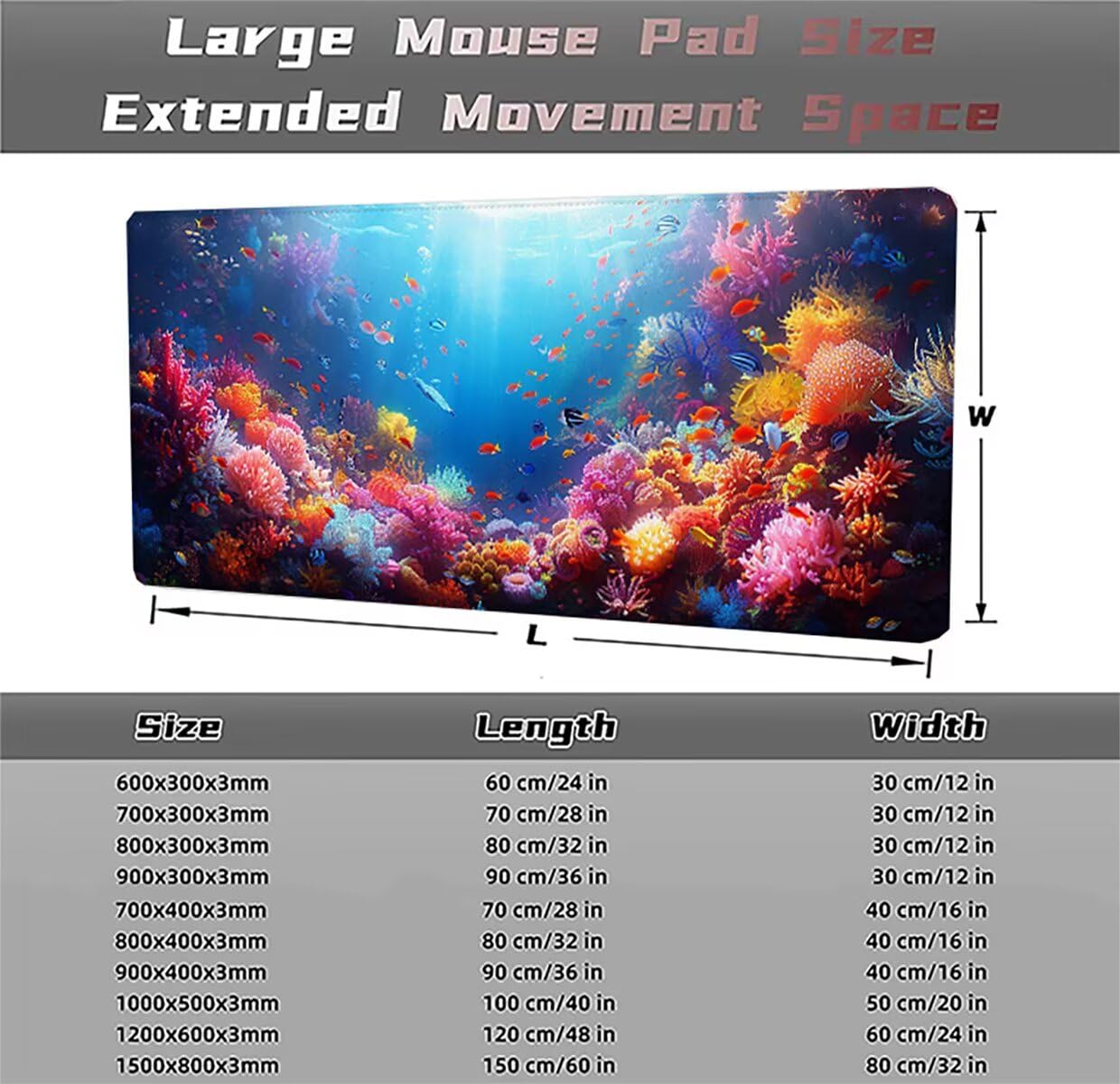 Podkładka pod mysz do gier XXL duża mysz 1500 x 800 x 3 mm, duża podkładka pod biurko z antypoślizgową gumową podstawą dla graczy PC, poprawia precyzję i szybkość Cdoreal PjY11323 N-U