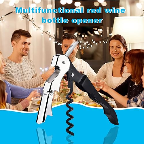 Miniatura 6 de BLUE world Kit de abridor de vino de acero inoxidable con doble bisagra y cortador de papel de aluminio para restaurante de camarero, sommelier,