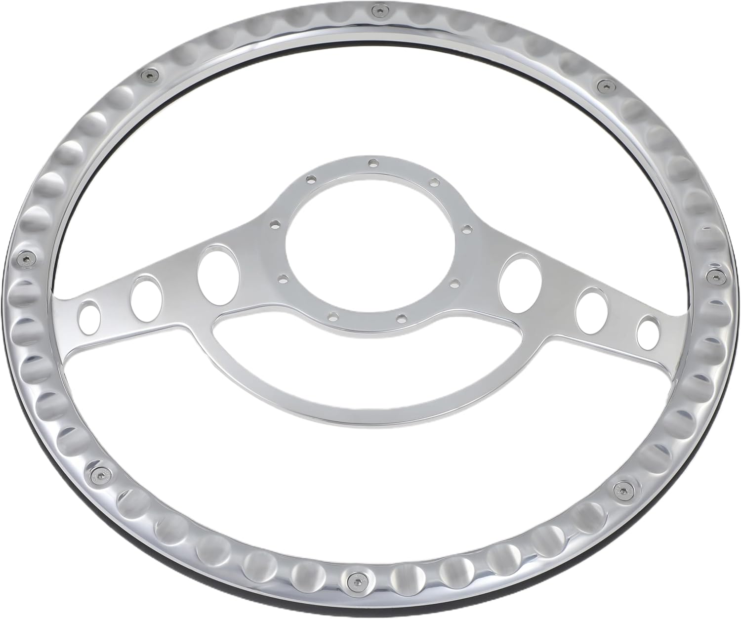 Flashpower 15.5'' Billet Half Wrap 9 Bolts Steering Wheel with 2'' Dish and Horn Button(Black)