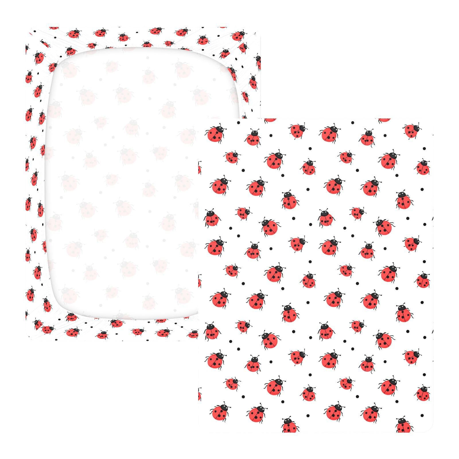 Juego de sábanas de algodón para cuna de bebé con diseño de mariquitas, suaves, cómodas, para niños y niñas, 1 unidad