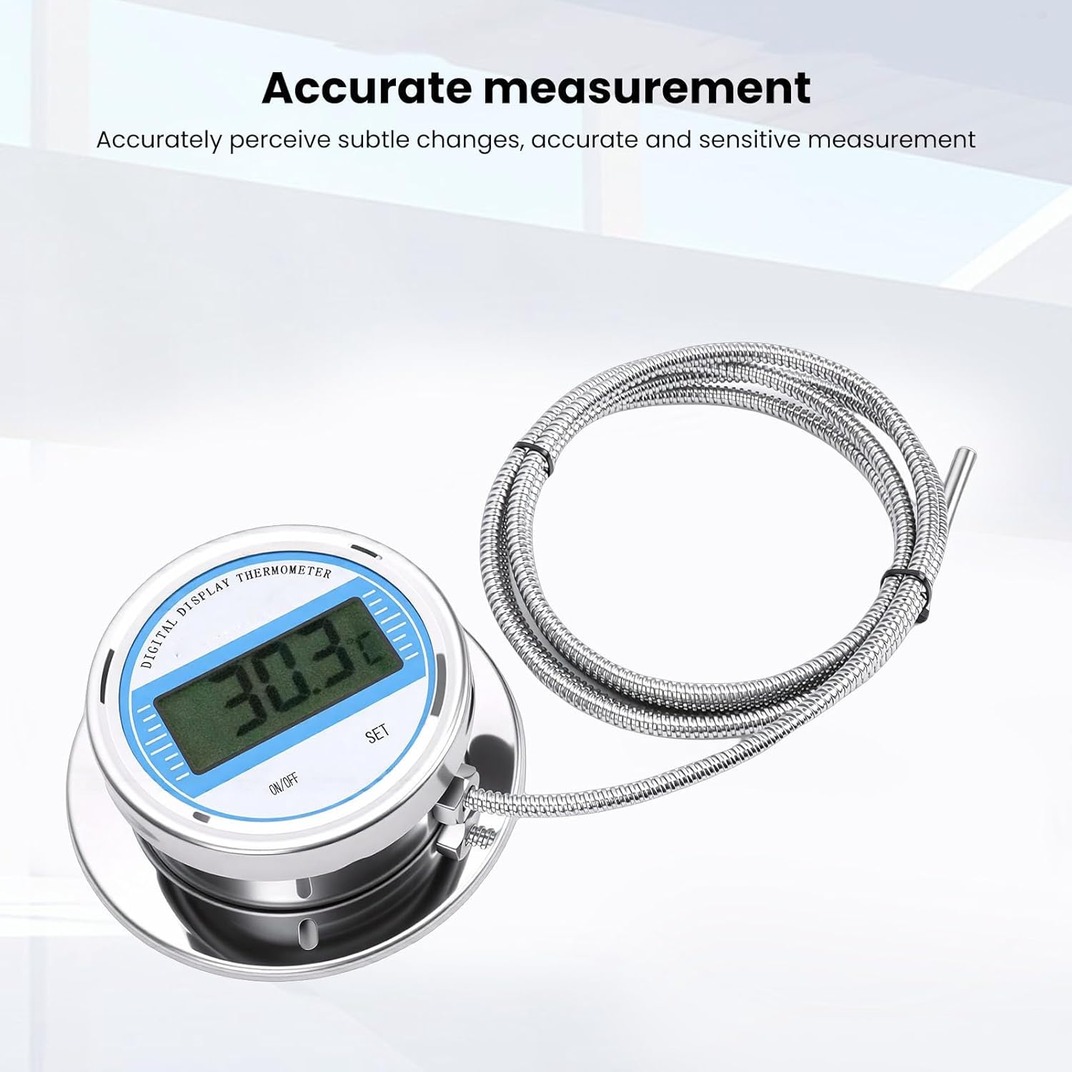 Focket Digital Thermometer with External Sensor, Water Proof Indoor Outdoor Thermometer, LCD Display Stainless Steel Temperature Monitor for Freezer, Refrigerator, Aquarium