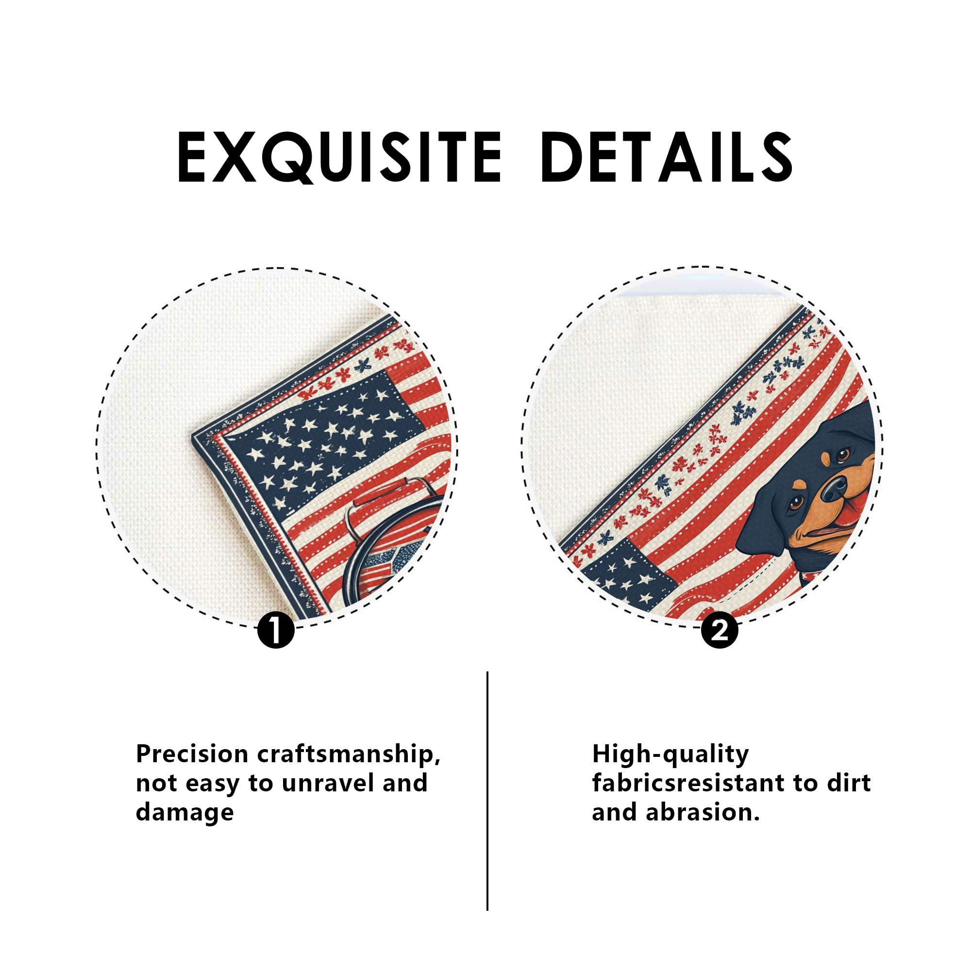 6er-Set patriotische Tischsets mit amerikanischer Flagge und Hundemotiv,