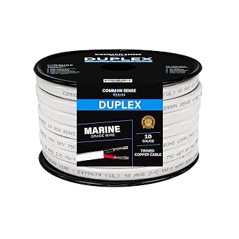 10 Gauge 2 Conductor Marine Wire - 18 ft Duplex Flat Marine Grade Wire Tinned Copper Oxygen-Free Insulated - 10/2 AWG UL 1426 Standard PVC Wire for Boat, Automotive, Speakers, Camper & Trailers
