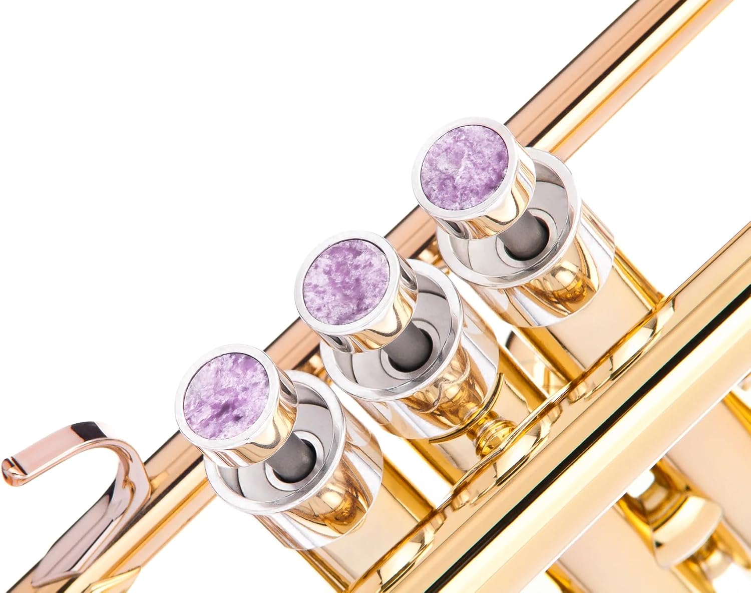 HEAVY Trumpet custom finger buttons for all Bach Stradivarius, Artisan, New York, Chicago, TR200, all Stradivarius flughelhorns, all Stradivarius cornets models (Silver Plated, Charoite)