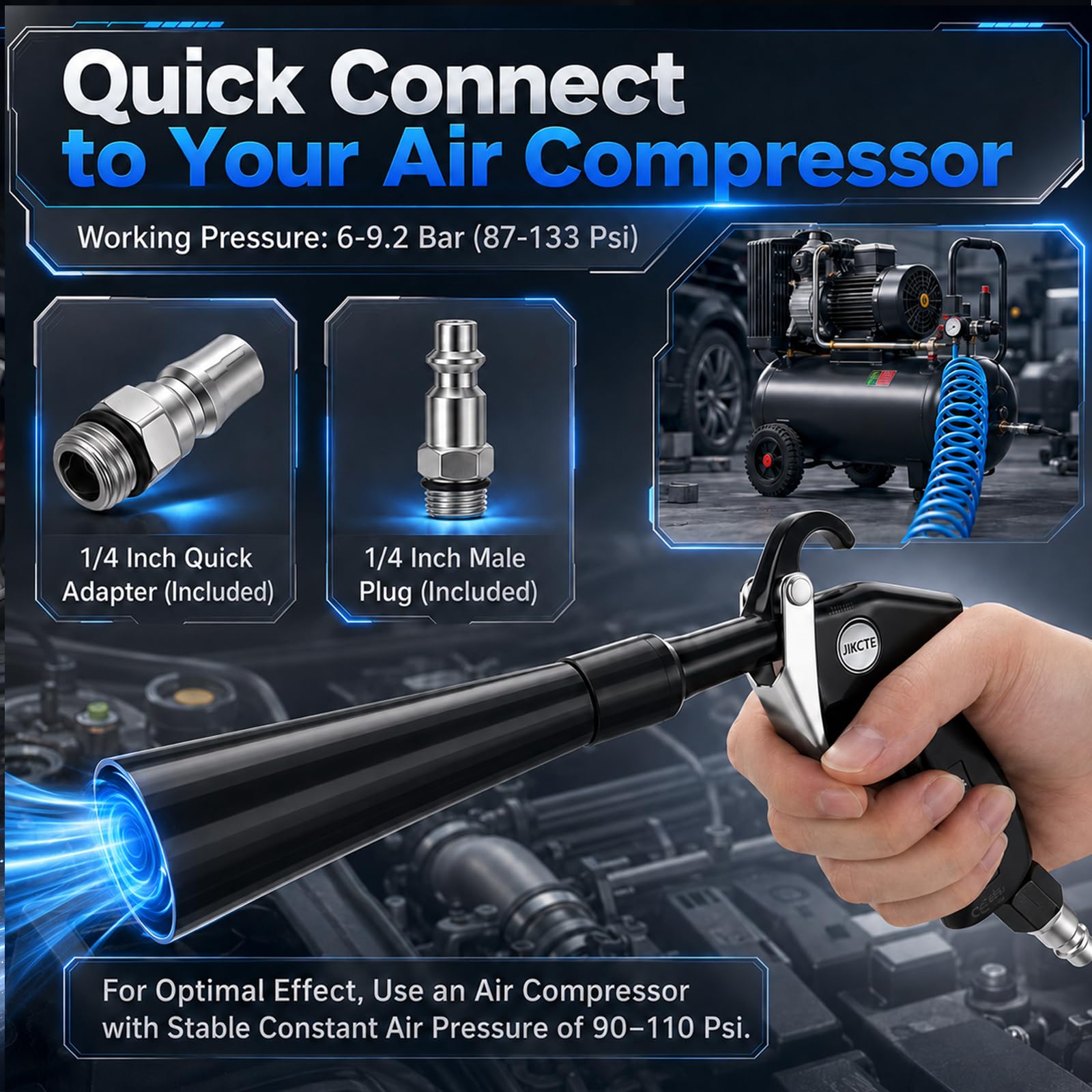 Kit Pistolet Nettoyage Voiture à Air Comprimé, Soufflette Alu