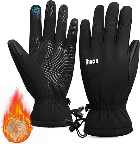ihuan Guantes de esquí impermeables de invierno para niños, para snowboard, pantalla táctil, guantes de ciclismo para niños y niñas como relleno de
