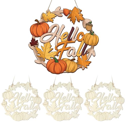 Unfinished Fall Wreaths Wood Crafts to Paint Set of 3,