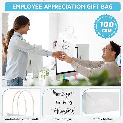 Miniatura 10 de Ctosree 20 bolsas de papel de regalo para empleados, compañeros de trabajo, colega de trabajo con asas, bolsas de regalo de agradecimiento para
