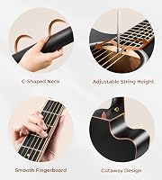 Vangoa 4/4 Balkezes Elektroakusztikus Gitár 41" - Fekete Dreadnought Kivágással, 4-Sávos Equalizer, Kezdőknek, Lucfenyő Test 6