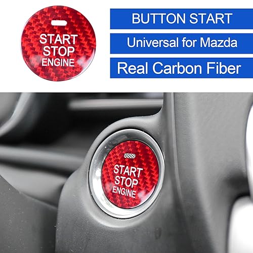 Miniatura 3 de LANZMYAN Compatible con el botón de arranque del motor de Mazda con un solo clic para Mazda CX-3 CX-4 CX-5 CX-8 MX-5 Miata, fibra de carbono real