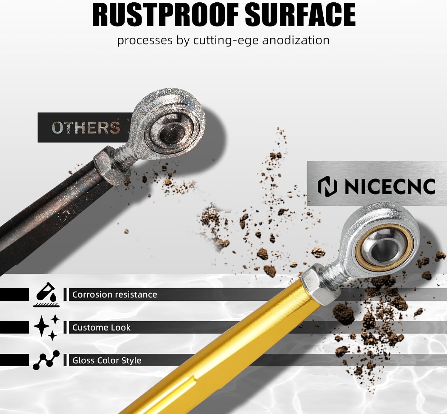 NICECNC Gold Gear Shift Linkage Gear Shift Lever Shifter Rod Aluminum Alloy CNC Machined Compatible with Harley Breakout FXBRS 114 2018-2020, CVO Tri Glide FLHTCUTGSE 2020-202, See Fitment