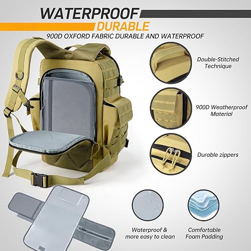 Miniatura 8 de SHARKMOUTH Bolsa de pañales militar para bebé, mochila grande para bebé con cambiador para niño y niña, bolsa de pañales para papá del ejército para