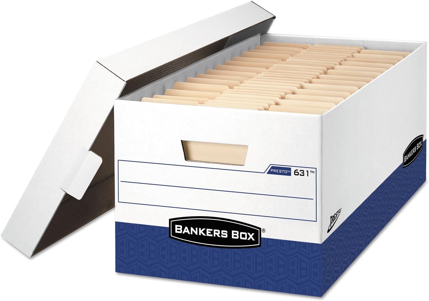 Bankers Box PRESTO Heavy-Duty Storage Boxes, Instant Assembly, Lift-Off Lid, Letter, Case of 12, (0063101)