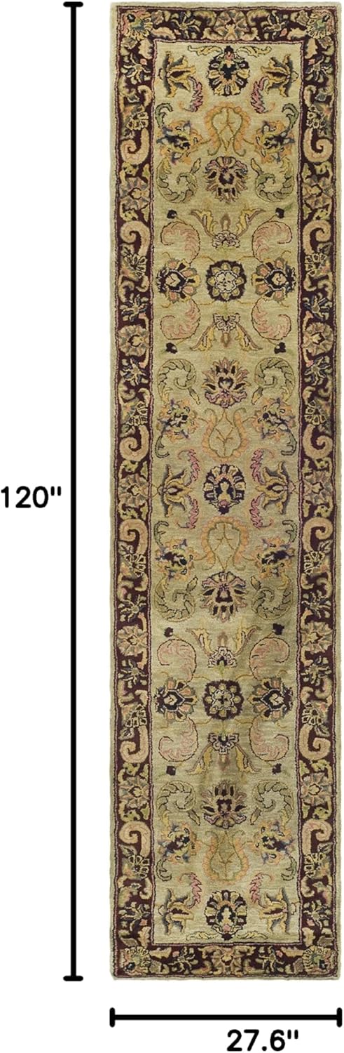 SAFAVIEH Classic Collection 2'3" x 10' Light Green / Red CL326A Handmade Traditional Oriental Premium Wool Runner Rug
