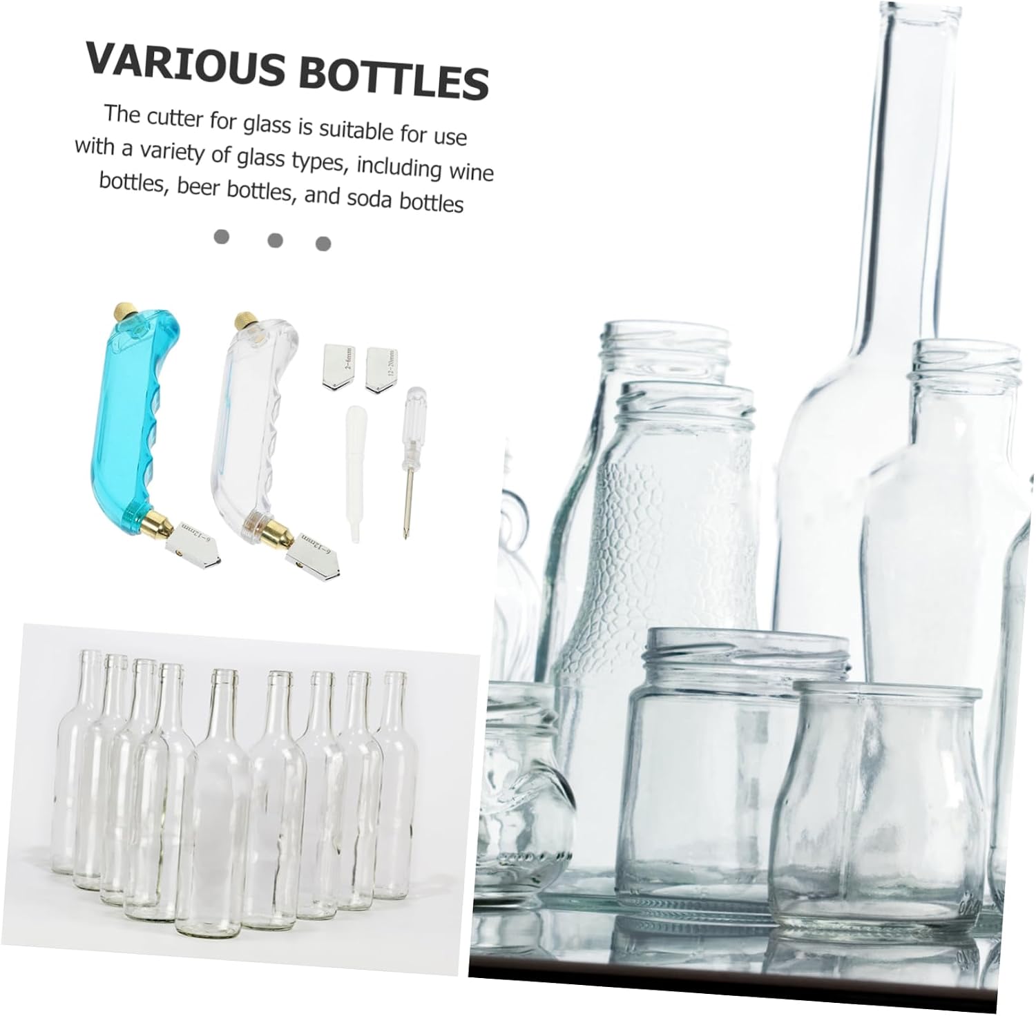 jojofuny 1set Oil Glass Cutter Tool Kit for Wine Bottle Cutting Easy Use Glass Cutter Lubrication for Crafting Candle Holders