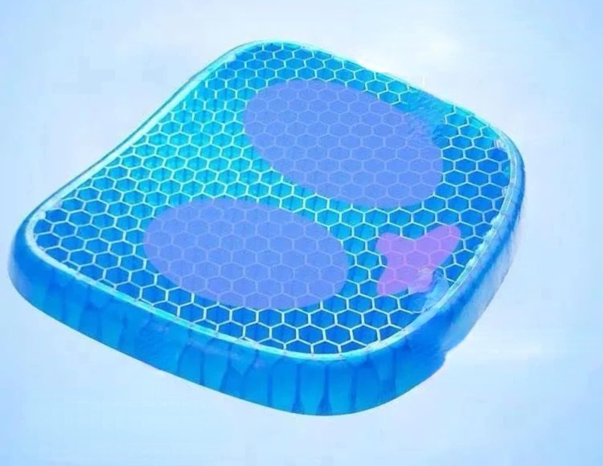 NA Blue Gel seat Cushion, Thickening Plus Size Breathable Honeycomb Design, Suitable for Sitting for a Long time-Back, Hip, Tail Bone Pain Relief Cushion-Office Chair, car, Long-Distance Travel use