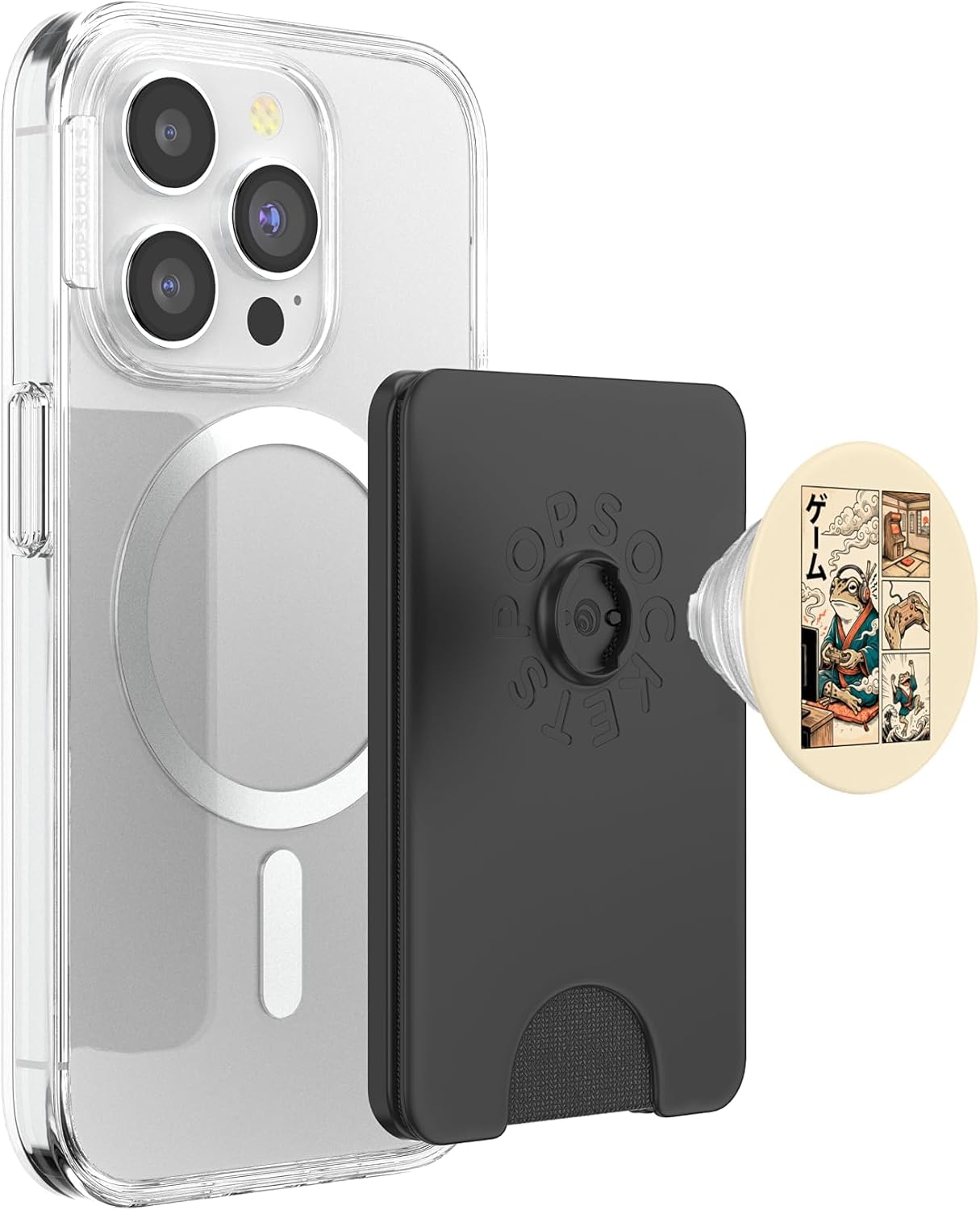 Japanese Gamer Frog Retro Gaming Comic Ukiyo-e Arcade Art PopSockets PopWallet for MagSafe image 3