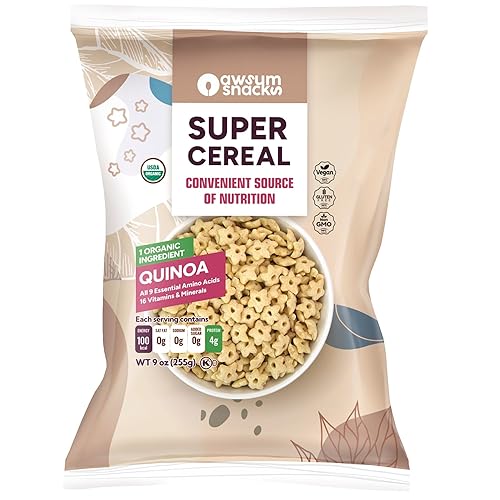 Awsum Snacks Quinoa SUPERCEREAL - Bolsa de 6 onzas - Cereales veganos sin gluten y sin azúcar - Bocadillo saludable Kosher para diabéticos - Un