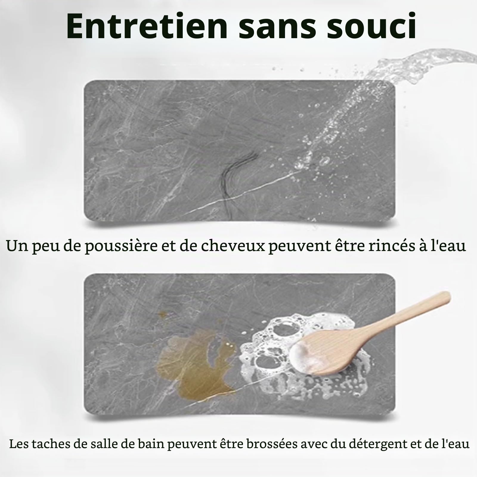 Tapis Diatomite Absorbant, Caillebotis Douche, Tapis de Bain Absorbant Sechage Rapide, Tapis de Sortie de Douche, Tapis Antidérapant Cuisine, Facile à Nettoyer, Marbrure(Roman Column,60x90cm)