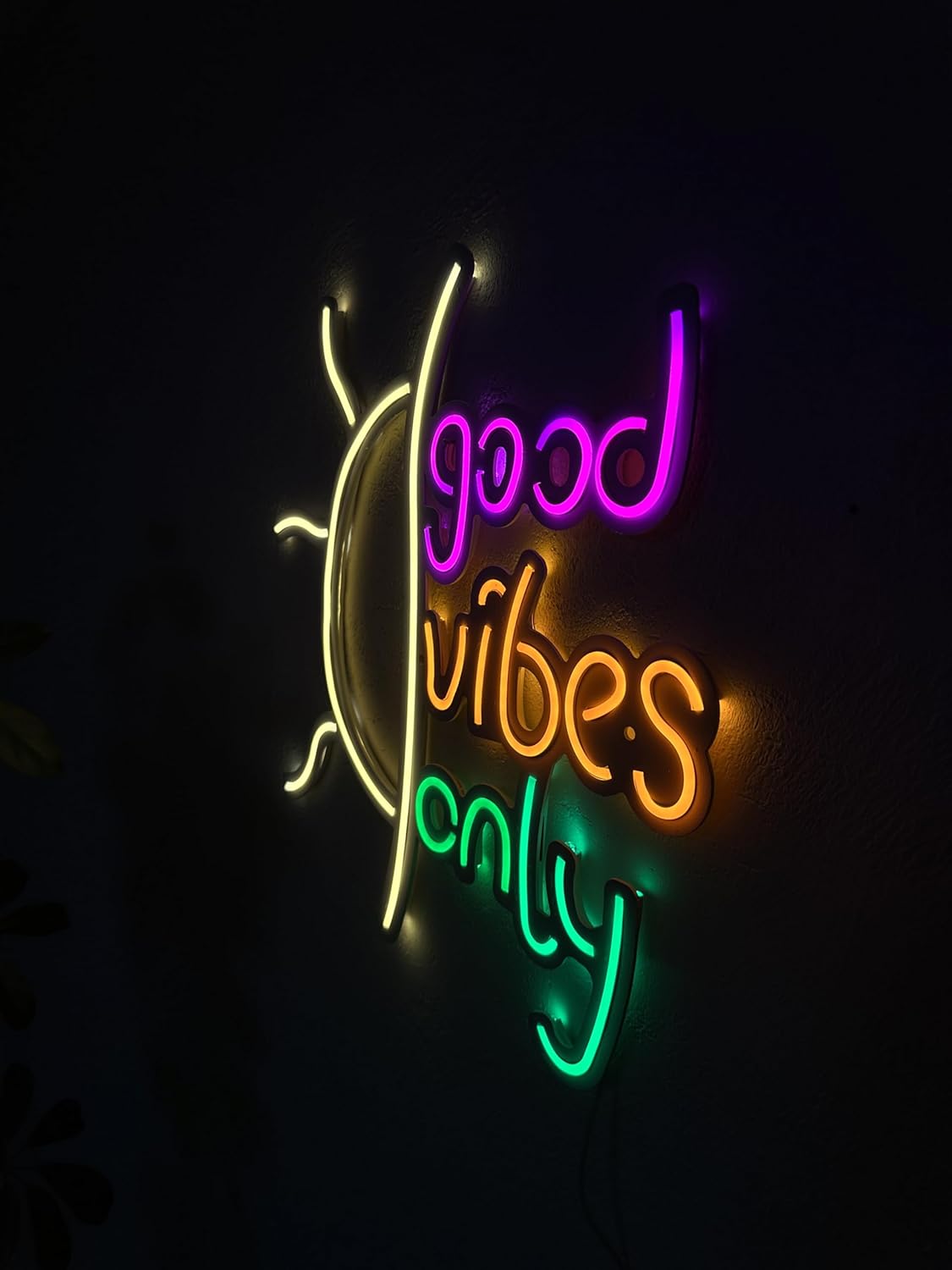 Good Vibes Only Neon Metal Wall Decor, Summer Neon Sign, Led home Decor, Neon Bar Decor, Positive vibes signs Neon sunny wall sign, Led neon Signs (With Remote Control)
