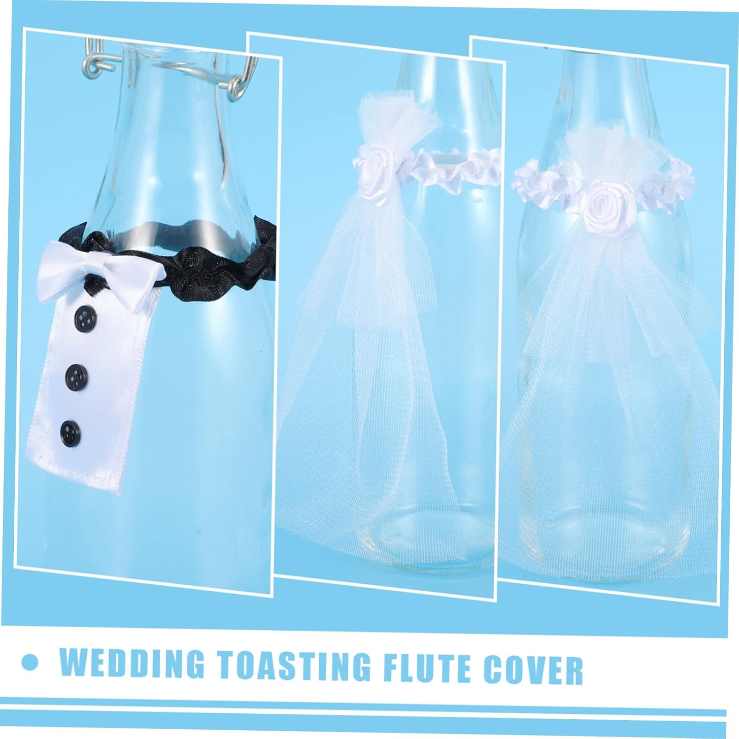 Bride and Groom Wine Glass Cover Cloth Reusable Wedding Decor