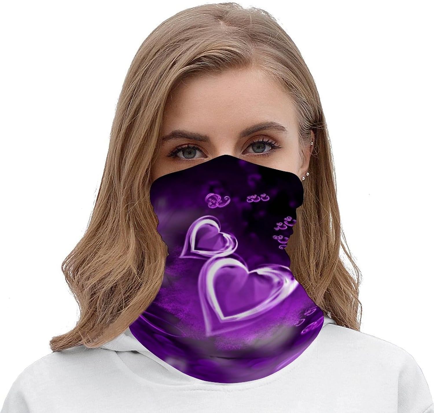 Neck Gaiter Face Mask for Cold Weather Purple Love Face Cover Scarf for Men Women Elastic Headbands Wind-proof Bandana for Skiing Fishing Hiking Cycling