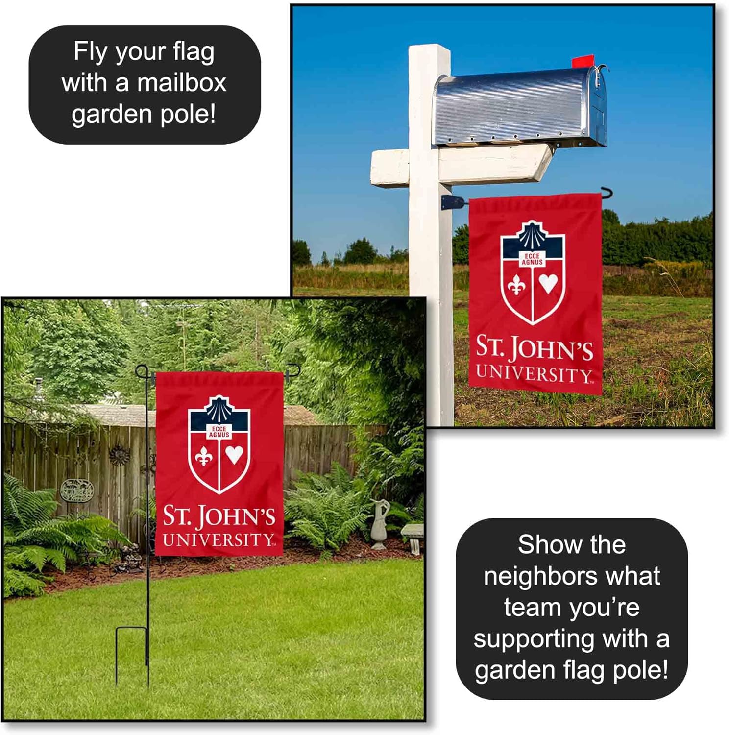 St. John's Red Storm Wordmark Logo Garden Flag