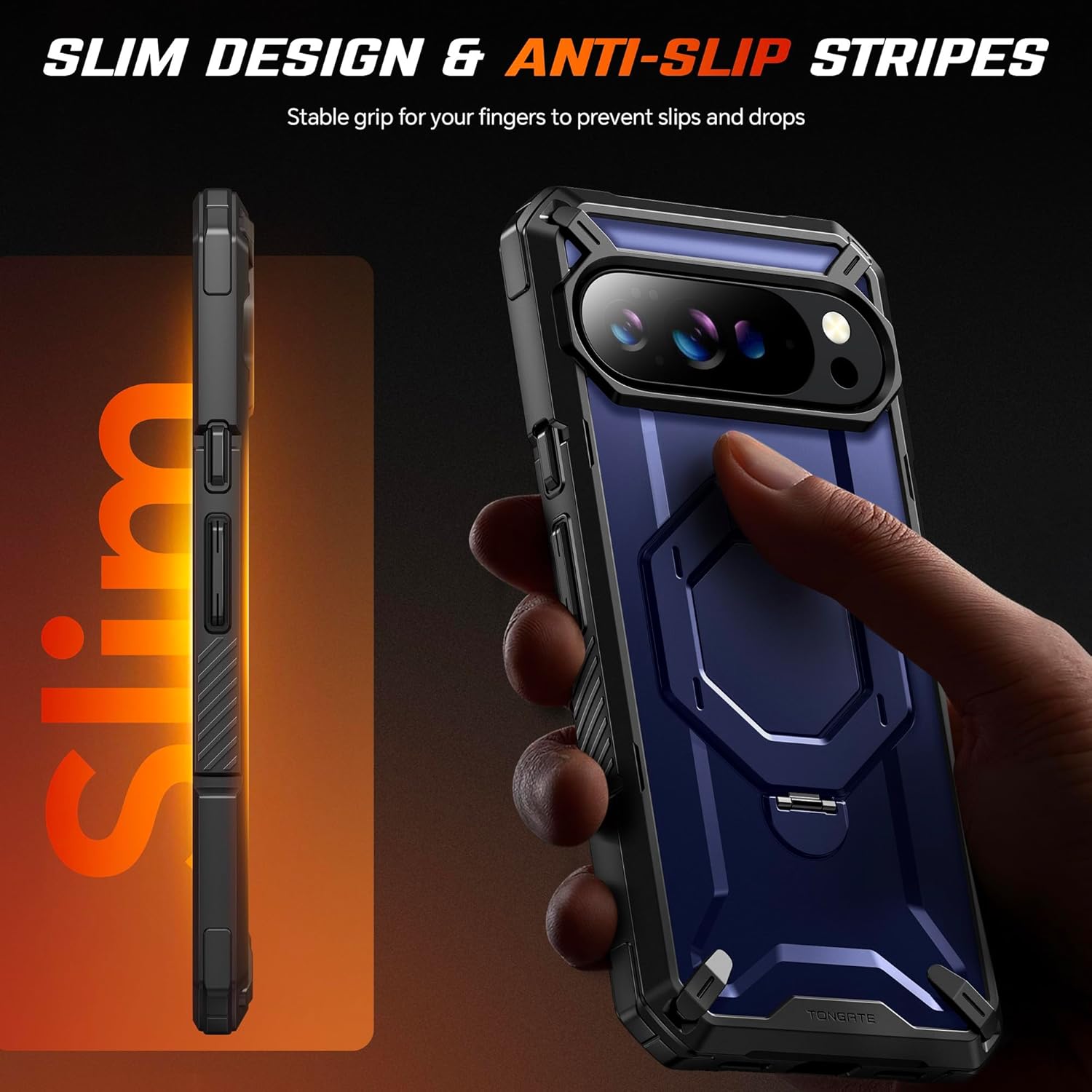 TONGATE for Pixel 10 Pro Case/Pixel 10 Case with 360° Spin Magnetic Stand, Compatible with MagSafe, Privacy Screen Protector, Military Grade Protection for Google 10Pro Phone Case, Blue