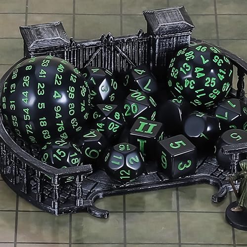 Miniatura 7 de CiaraQ DND - Juego de dados poliédricos (15 piezas) D3-D100 dados de juego con bolsa de dados para juegos de rol de Calabozos y Dragones (negro y
