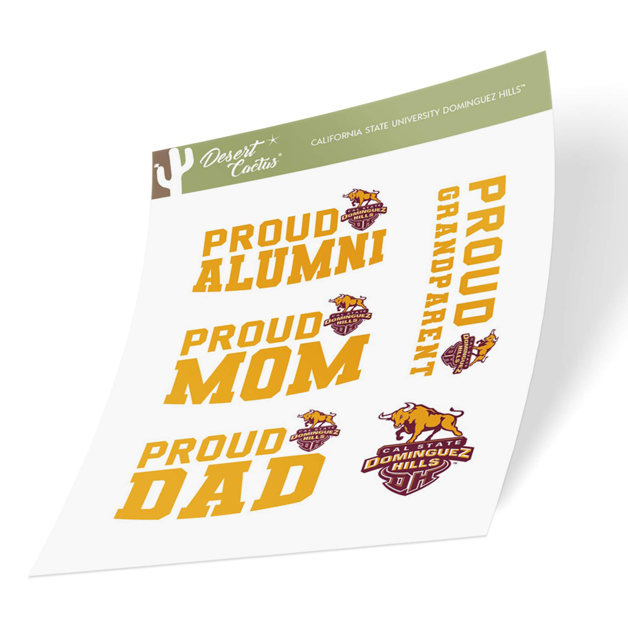 Desert CactusCal State Dominguez Hills University Stickers California Toros Vinyl Decal Laptop Water Bottle Car Scrapbook (Family Full Sheet)