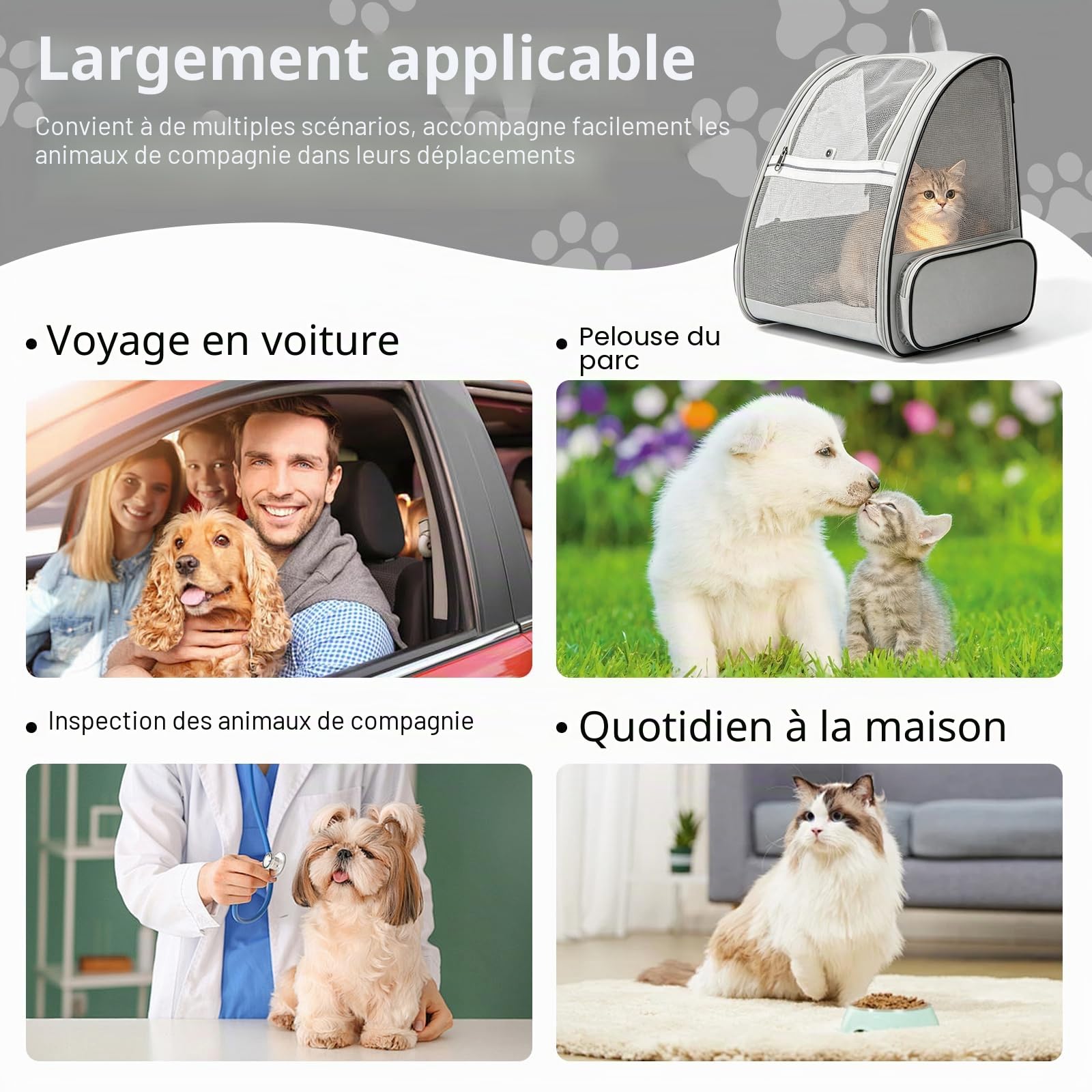 Sac À Dos De Transport pour Chien Et Chat, Sac De Transport Pliable pour Animal De Compagnie, Respirant Et Confortable pour Voyage, Randonnée Et Sortie