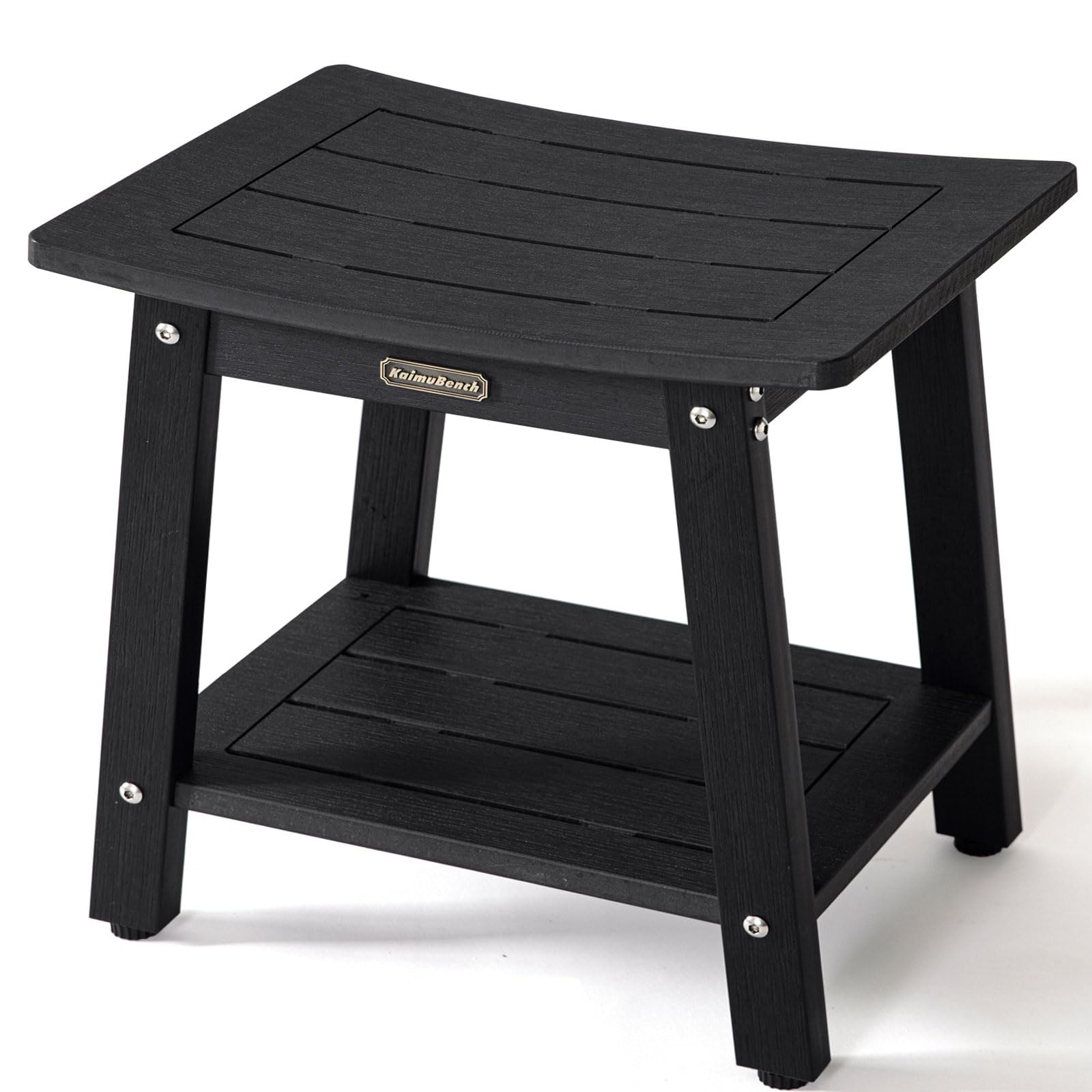 KaimuBench HDPS Shower Stool Waterproof, Bench Seat for Shaving Legs, Plastic Chair for Inside Shower, Foot Rest With Adjustable Feet, Non-Slip/No