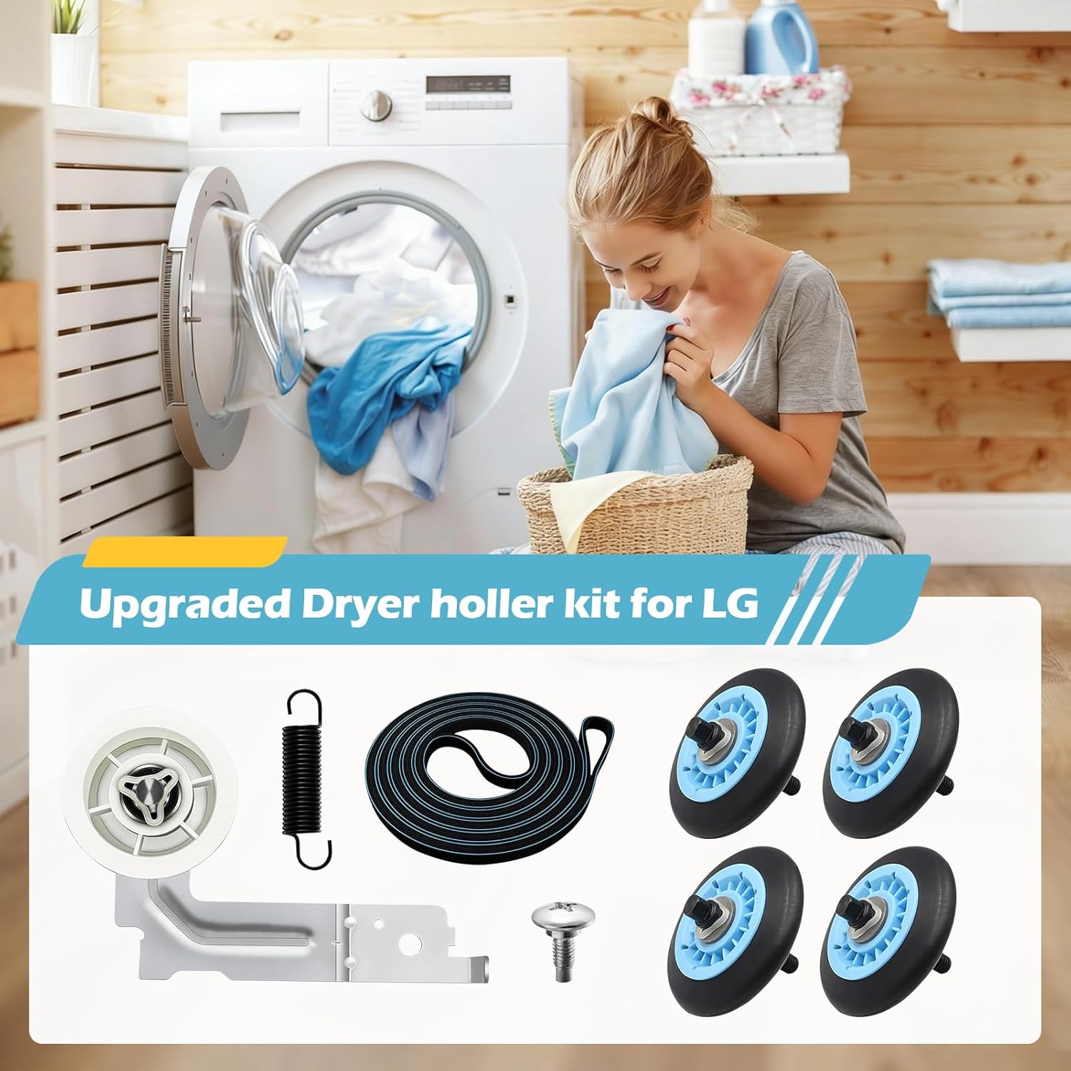 Dryer Repair Kit, Upgraded Roller & Belt Compatible with Samsung Dryer Parts DC97-16782A Dryer Roller, DC93-00634A Idler Pulley, 6602-001655 Belt