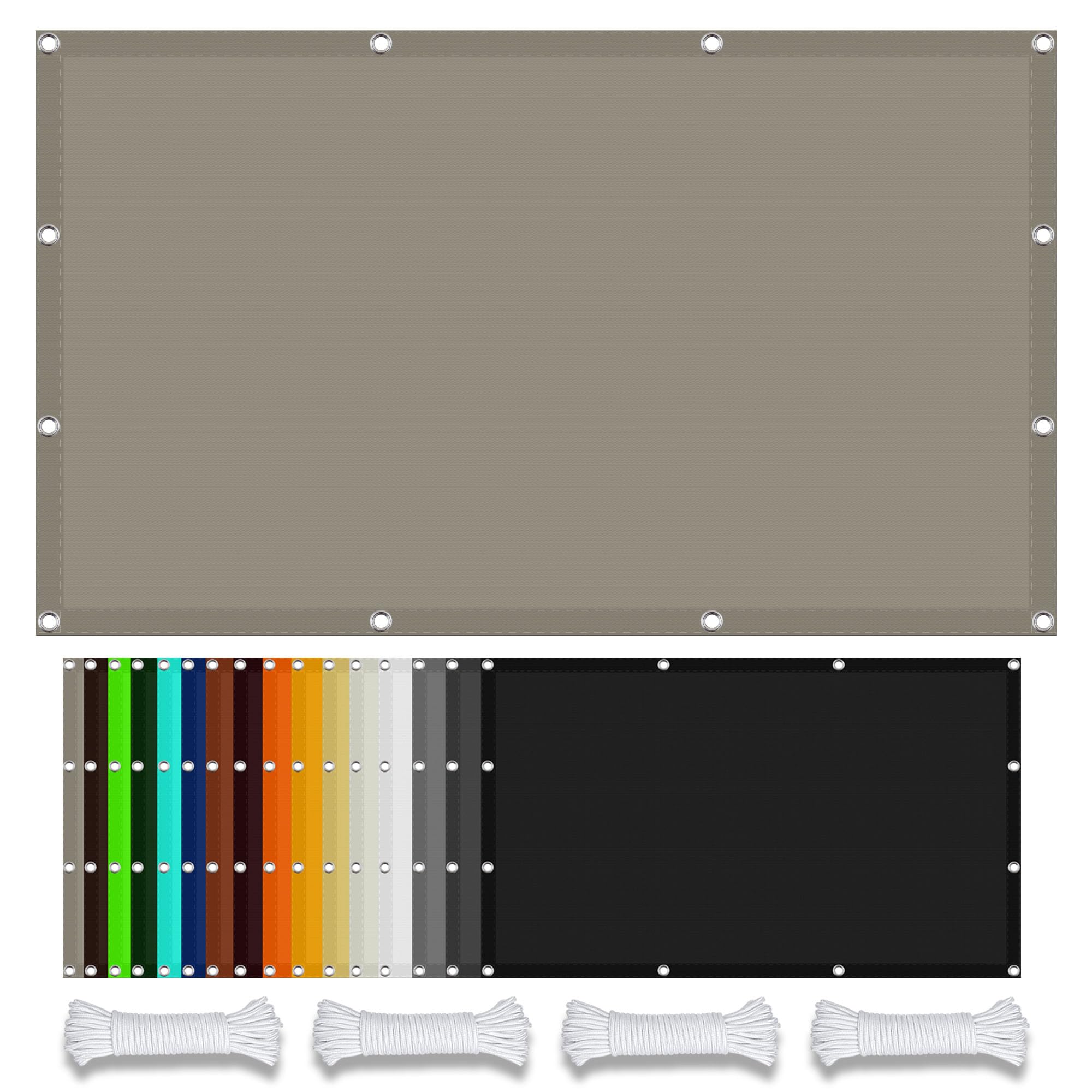 Voile d'ombrage 3.5 x 6.5 m taupe, toile d'ombrage extérieure jardin terrasse balcon