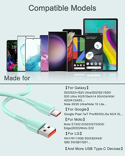 Miniatura 7 de Cable de carga USB tipo C Pixel para Google Pixel 8 7 Pro 7a 6 6Pro 6a 5 4XL, iPhone 15 Pro Max 15 Plus, 3 unidades6 pies cargador Android tipo C