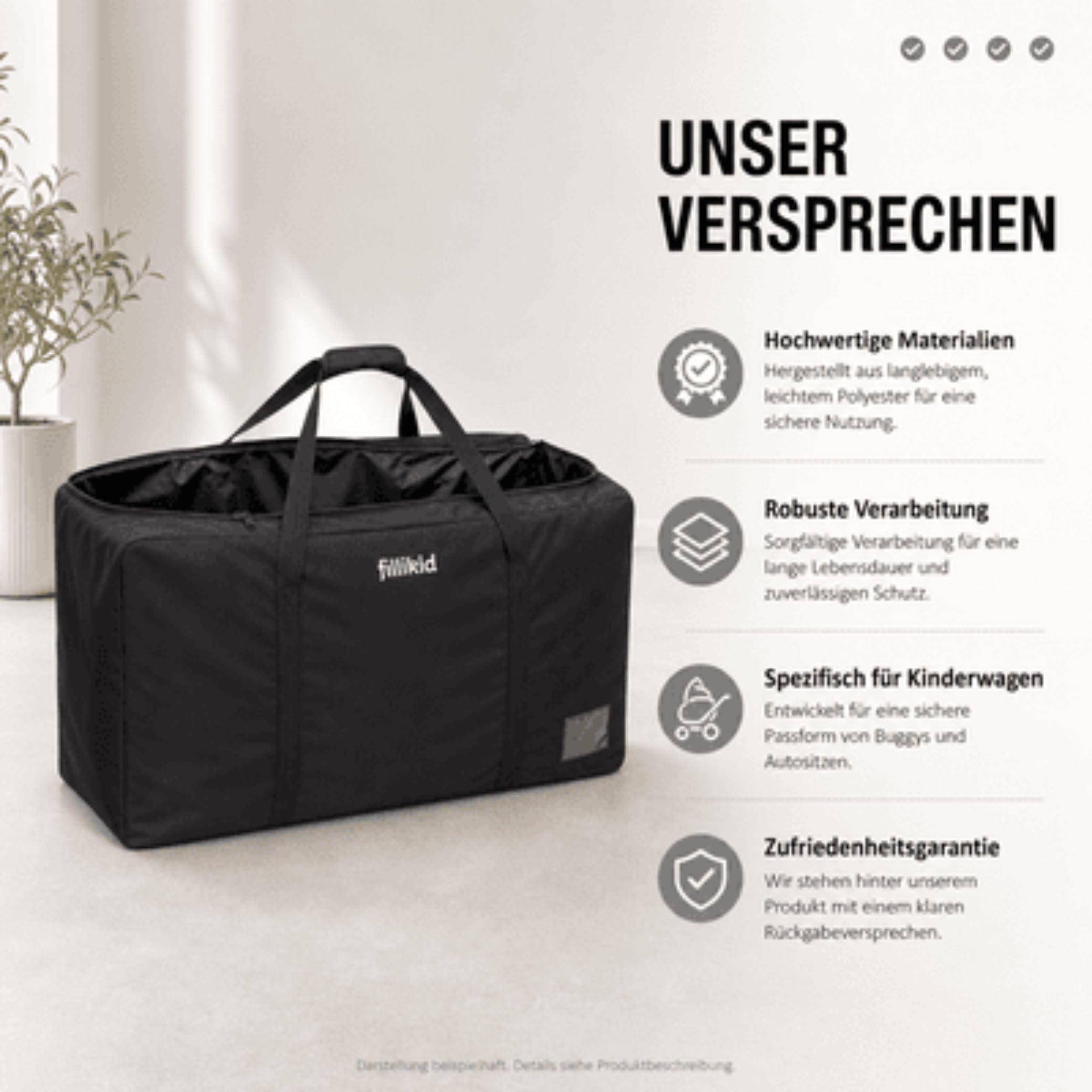 Fillikid Transporttasche für Kinderwagen, Buggys & Autositze mit Riemen und Adressfenster für Joie Mytrax Litetrax