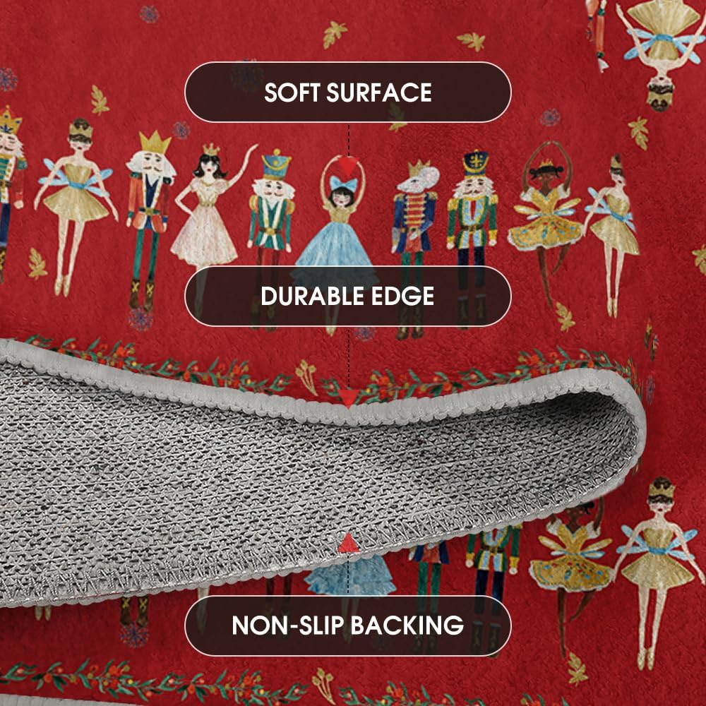 Artoid Mode Watercolor Red Nutcrackers Merry Christmas Door Mat, Winter Home Decor Low-Profile Non-Slip Washable Area Rug for Kitchen Entryway Bedroom Bathroom Laundry Room Indoor 2x3 Feet