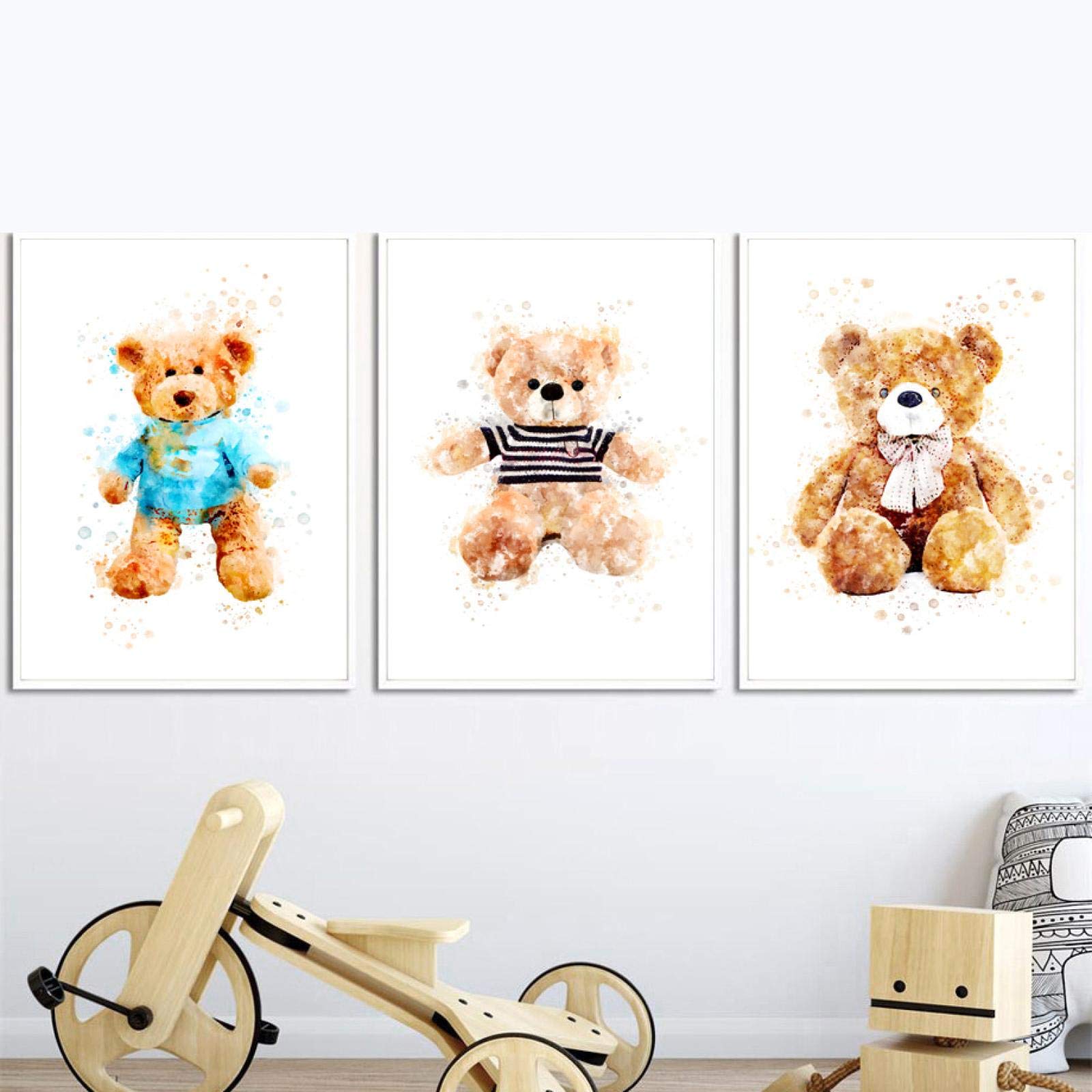 Amazon.co.jp: キャンバス絵画ぬいぐるみクマ保育園壁アートキャンバス